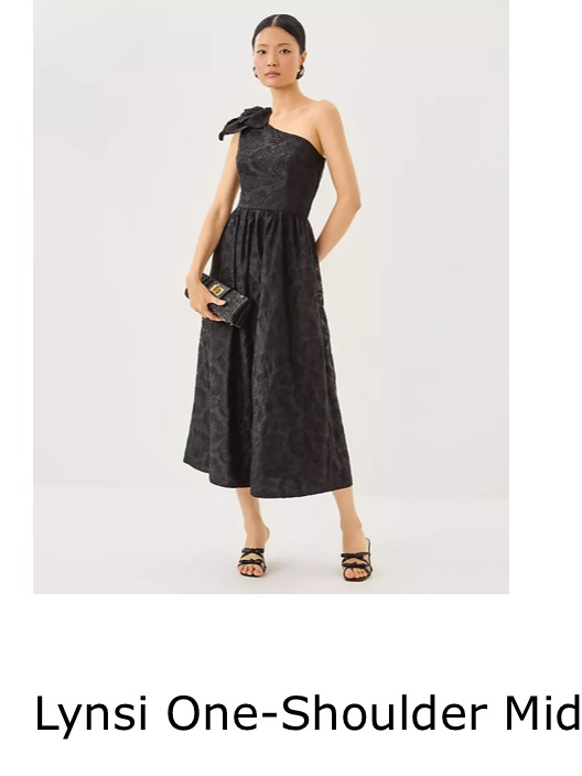 Lilly Pulitzer One-Shoulder Black Midi Dress With Bow